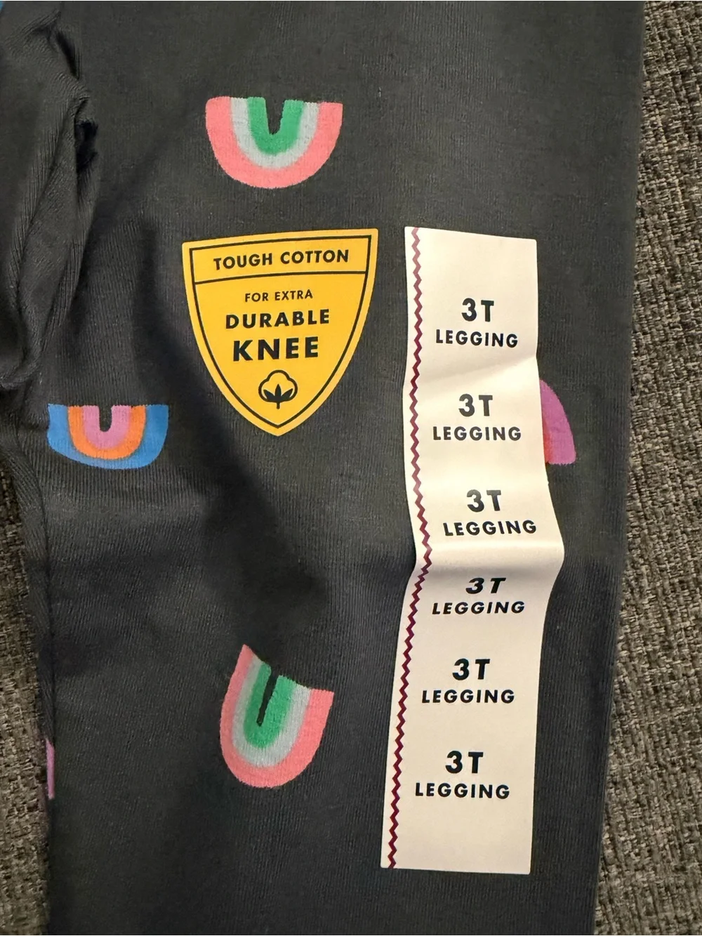 Cat & Jack Dark Gray Leggings with Multicolor Rainbow Print